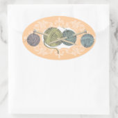 カラーカスタム手描き編み物針糸カード 楕円形シール (バッグ)