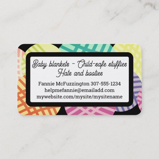 カラーカスタム糸編み物針名刺 名刺 (裏面)