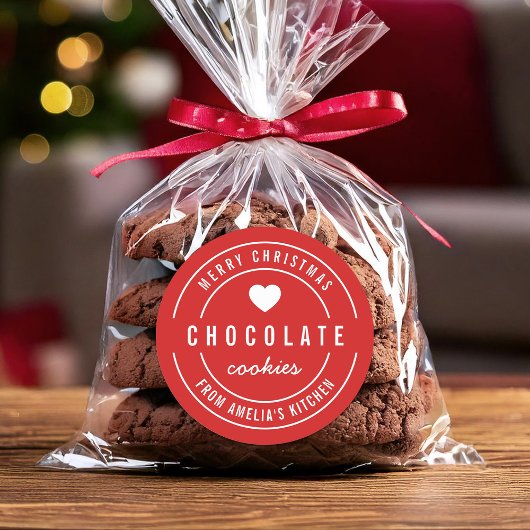 カラーカスタム自家製キッチンメリークリスマス ラウンドシール