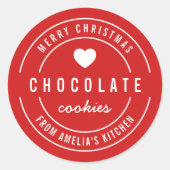 カラーカスタム自家製キッチンメリークリスマス ラウンドシール (正面)
