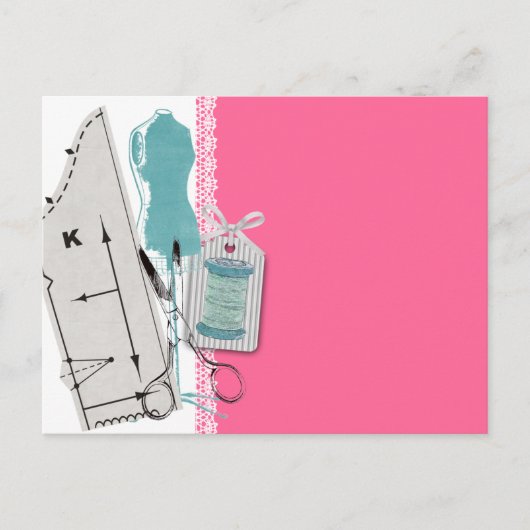 カラーカスタム裁縫パターンのドレスダミーギフトカード ポストカード (正面)