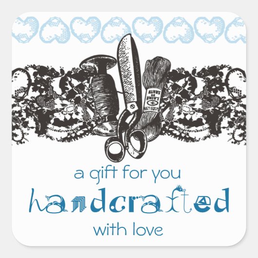 カラーカスタム裁縫刺繍ゴシックレースカード スクエアシール (正面)