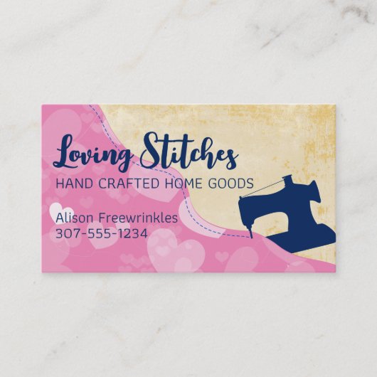 カラーカスタム裁縫機ステッチハートカード 名刺 (正面)