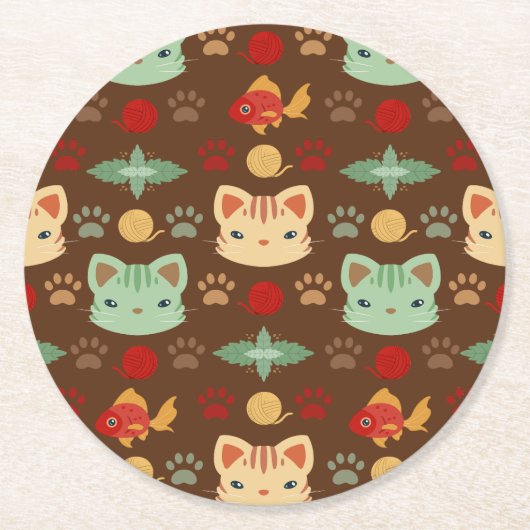 カラーカッコいいの子ネコ自然ネコ ラウンドペーパーコースター (正面)