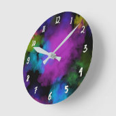 カラーカラフルパフメイクアップ美しい女子ガーリー ラウンド壁時計 (傾斜)