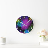 カラーカラフルパフメイクアップ美しい女子ガーリー ラウンド壁時計 (ホーム)