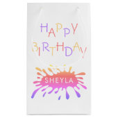 カラーカラフルブロックガーリーハッピーバースデー スモールペーパーバッグ (裏面)
