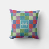 カラーカラフルブロックモノグラム クッション (正面)