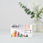 カラーカラフルペンシルスクールアート先生 名刺 (スタンド正面)