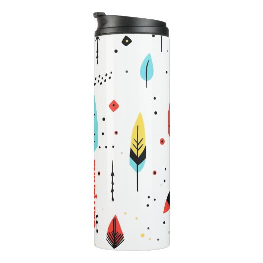 カラーカラフルホワイトモダンレトロボホ模様 タンブラー (回転右)