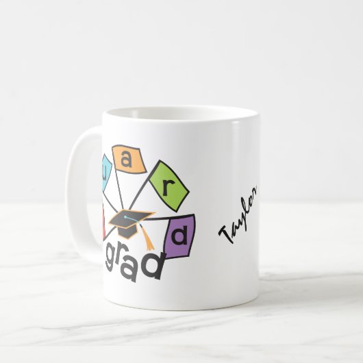 カラーガパーソナライズされたード卒業式マグカップ コーヒーマグカップ (正面左)