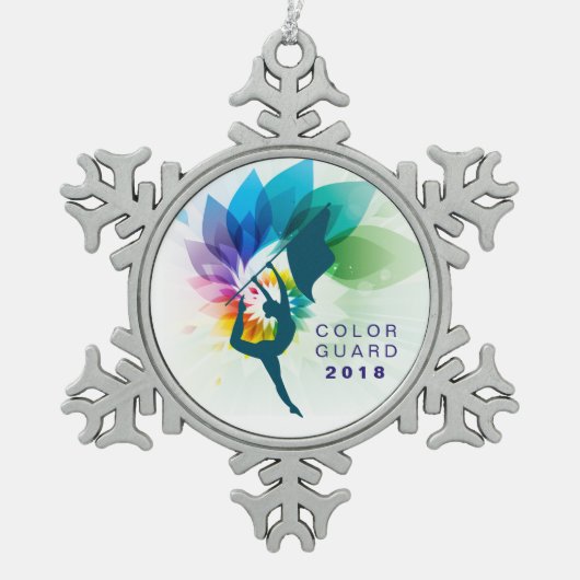 カラーガードのオーナメント スノーフレークピューターオーナメント (正面)