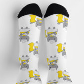 カラーガードキャットイエローホワイトパターン ソックス (上部)