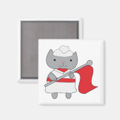 カラーガードキャットレッドホワイト マグネット (正面/裏面)