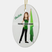 カラーガードブルネットヘアグリーン&ブラック セラミックオーナメント (左)