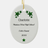 カラーガードブルネットヘアグリーン&ブラック セラミックオーナメント (裏面)