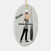 カラーガードブルネットヘアグレー&ブラック セラミックオーナメント (右)