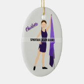 カラーガードブルネットヘアパープル&ブラック セラミックオーナメント (右)