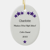 カラーガードブルネットヘアパープル&ブラック セラミックオーナメント (裏面)