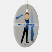 カラーガード茶髪の組み紐(青と黒) セラミックオーナメント (右)