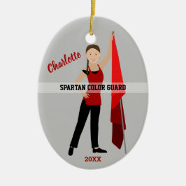 カラーガード茶髪組み紐赤と黒 セラミックオーナメント