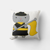 カラーガード グレー猫 ブラック イエロー ゴールド クッション (正面)