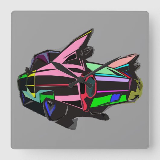 カラーキャデラック スクエア壁時計 (正面)