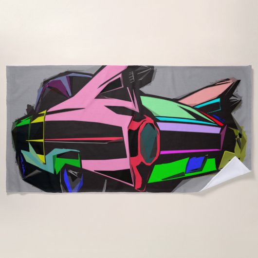 カラーキャデラック ビーチタオル (正面)