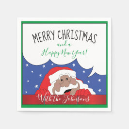 カラークリスマスカクテルナプキンサンタ スタンダードカクテルナプキン