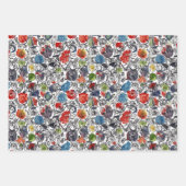 カラークールアート自転車のスケッチ水の色パターン ラッピングペーパーシート (正面3)