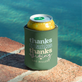 カラークールレトロThanksGivingタイポグラフィ 缶クーラー