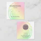 カラーグラディエントグラデーションレインボーイヤリングスタッドロゴ スクエア名刺 (正面/裏面)