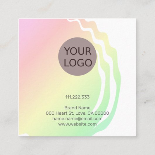 カラーグラディエントグラデーションレインボーイヤリングスタッドロゴ スクエア名刺 (裏面)