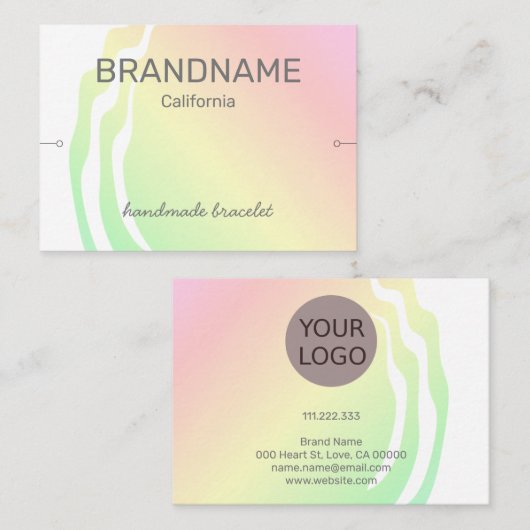 カラーグラデーシグラデーションョンレインボーブレスレット表示ピンク 名刺 (正面/裏面)