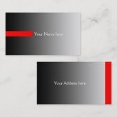 カラーグラデーションのみグレーストライプ – 赤+文字 名刺 (正面/裏面)