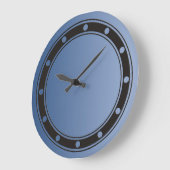 カラーグラデーションのみ青 – リングとドット黒 ラージ壁時計 (傾斜)