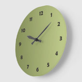 カラーグラデーションのみ – オリーブグリーン+クロック顔 ラージ壁時計 (傾斜)