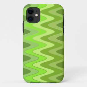カラーグラデーションジグザグ波 – 緑 iPhone 11 ケース