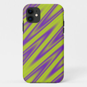 カラーグラデーションストライプジグザグの色 – green violet iPhone 11 ケース
