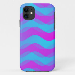 カラーグラデーション波 – 青いピンク iPhone 11 ケース