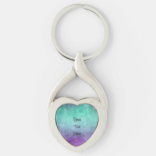 カラーグランジ-ティール（緑がかった色）とパープルキーチェーン キーホルダー (正面)