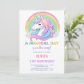 カラーグリッターユニコーン誕生日招待状 招待状 (スタンド正面)