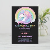 カラーグリッターユニコーン誕生日招待状 招待状 (スタンド正面)