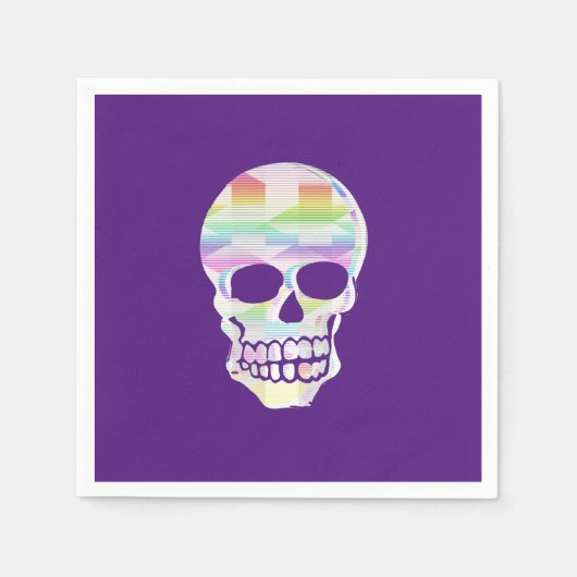 カラーグリッチスカル スタンダードカクテルナプキン (正面)