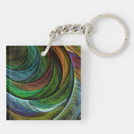 カラーグローリーモダン抽象芸術アートパタエレガントーン キーホルダー (裏面)