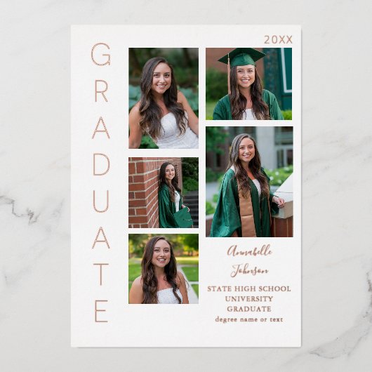 カラーグロー – 白の大学院6数々の枚写真 箔招待状 (正面)