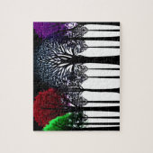 カラーコンテンポラリー付きブラックシルエットフォレスト ジグソーパズル (縦)