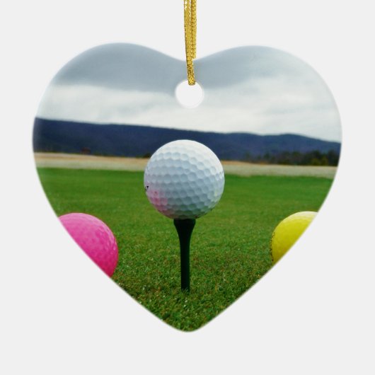 カラーゴルフボール、マウンテンティー セラミックオーナメント (正面)