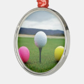 カラーゴルフボール、マウンテンティー メタルオーナメント (左)