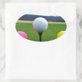 カラーゴルフボール、マウンテンティー 楕円形シール (バッグ)